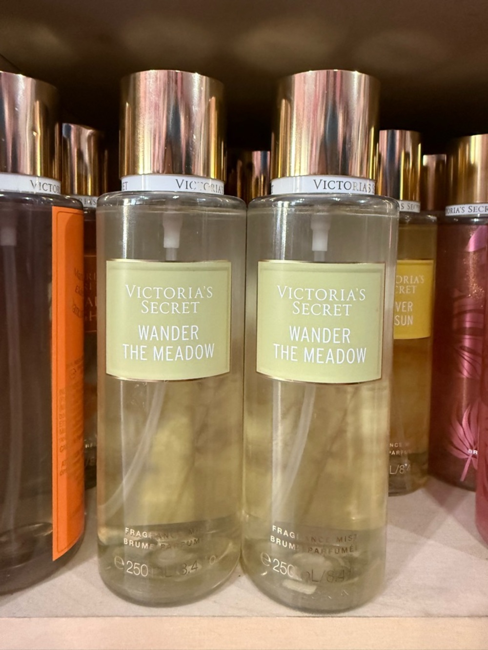 2 Victoria's Secret Wander The Meadow Fragrance Mist - Light Green & Gold